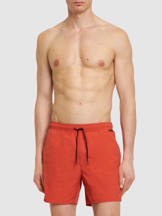 Napapijri: V-Haldane tech swim shorts - Orange Burnt - men_1 | Luisa Via Roma