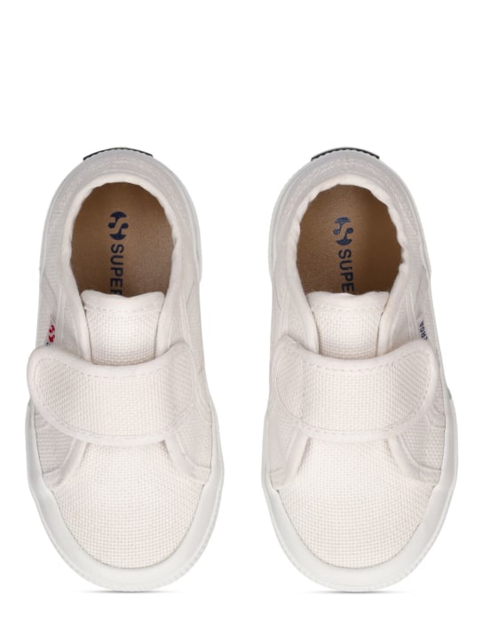 Superga: Sneakers en toile de coton 2750-Bstrap - Blanc - kids-boys_1 | Luisa Via Roma