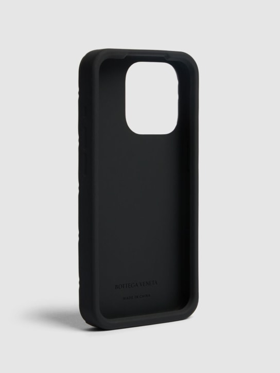 Bottega Veneta: Intreccio rubber iPhone 15 Pro case - Black - men_1 | Luisa Via Roma