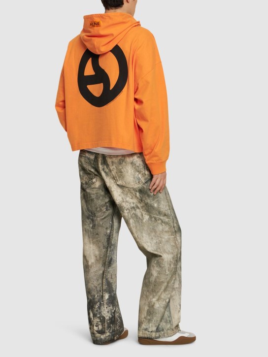 Acne Studios: Logo cotton hoodie - Sharp Orange - men_1 | Luisa Via Roma