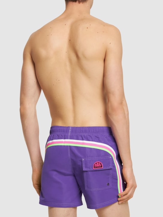 SUNDEK: Stretch waist nylon swim shorts - Purple - men_1 | Luisa Via Roma