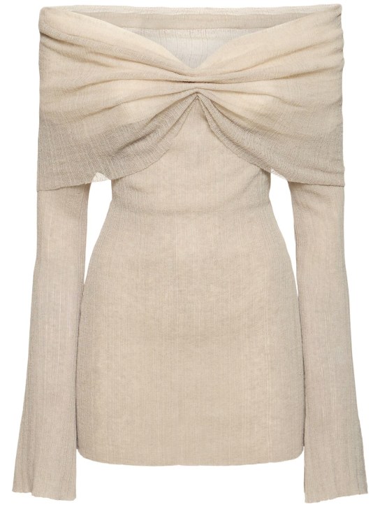 Aya Muse: Tahuya draped linen blend mini dress - 그레이 - women_0 | Luisa Via Roma