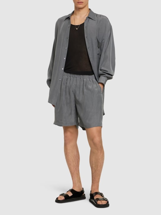 The Frankie Shop: Silky cupro jogging shorts - Charcoal - men_1 | Luisa Via Roma