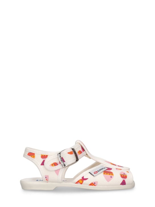 Superga: 1200- Candy Fish canvas sandals - White/Multi - kids-girls_0 | Luisa Via Roma