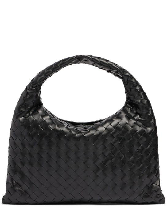 Bottega Veneta: Small Hop leather shoulder bag - Black - women_0 | Luisa Via Roma