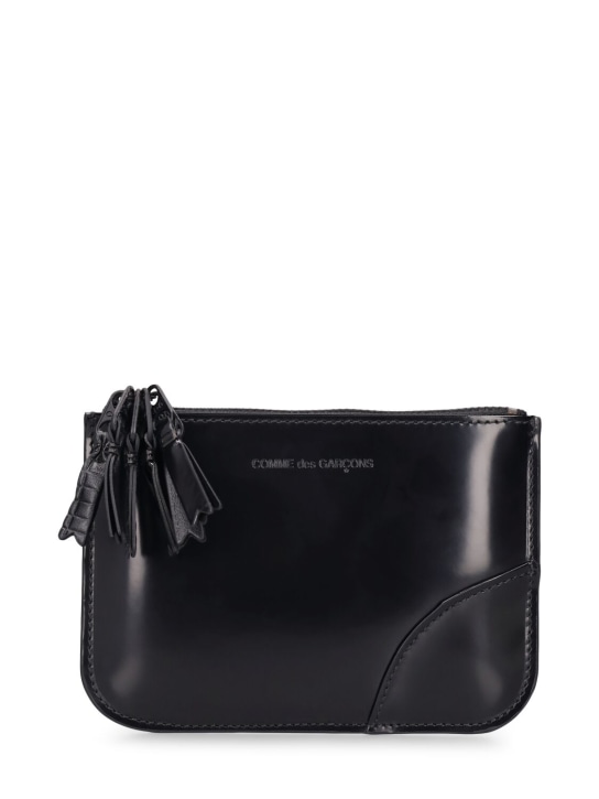 Comme des Garçons Wallet: Zipper medley leather wallet - Black - women_0 | Luisa Via Roma