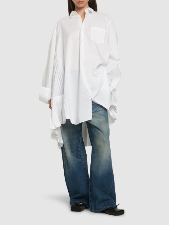 JUNYA WATANABE: Camicia in misto cotone plissé - Bianco - women_1 | Luisa Via Roma