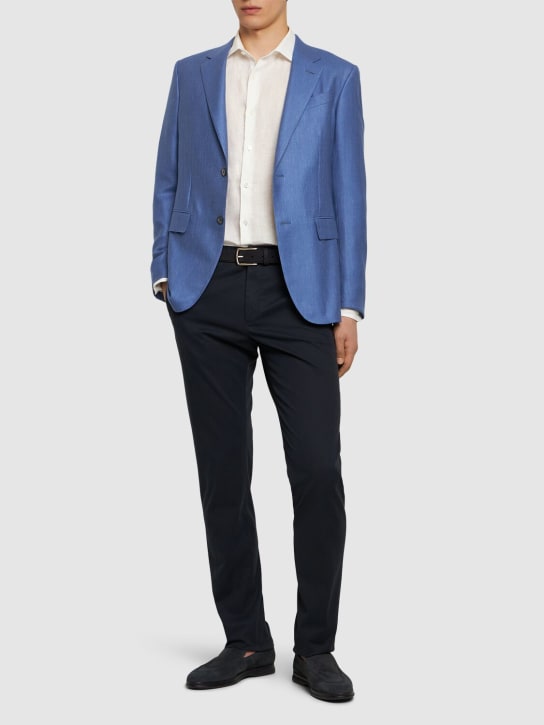 Zegna: Cashmere & silk blazer - Light Blue - men_1 | Luisa Via Roma