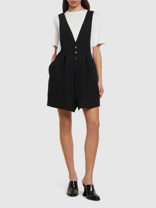 Noir Kei Ninomiya: Oxford wool vest mini dress - Black - women_1 | Luisa Via Roma