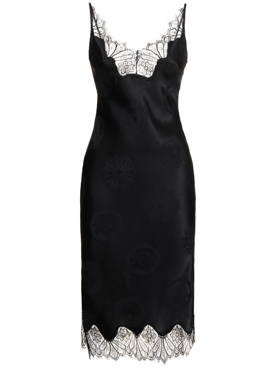 Coperni: Jacquard satin lace dress - Black - women_0 | Luisa Via Roma