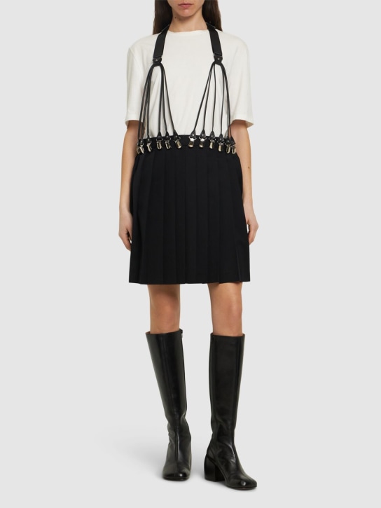 Noir Kei Ninomiya: Wool gabardine mini dress w/suspenders - Black - women_1 | Luisa Via Roma