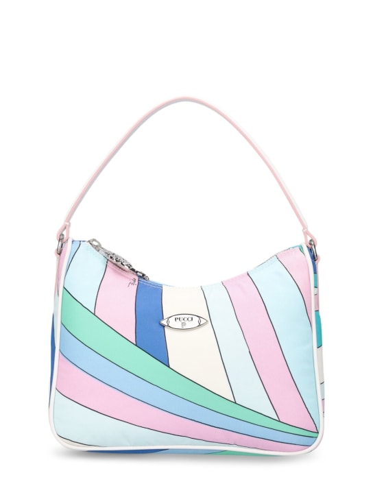 Pucci: Printed nylon shoulder bag - Light Blue/White - women_0 | Luisa Via Roma