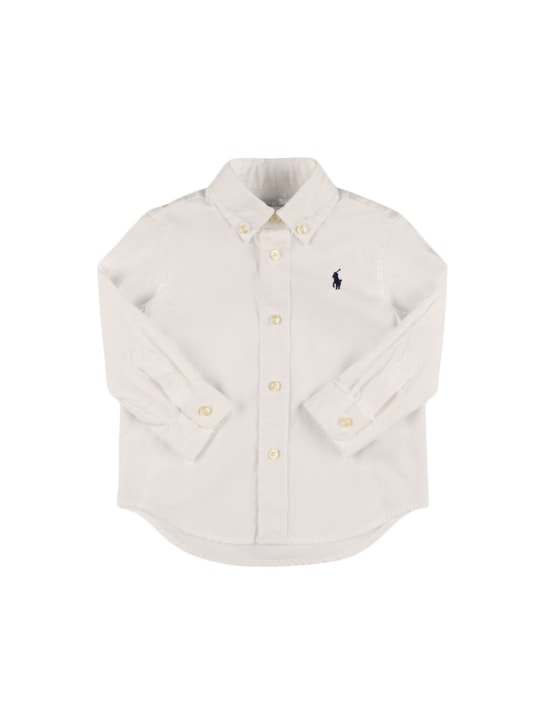 Ralph Lauren: Chemise en popeline de coton à logo brodé - Blanc - kids-boys_0 | Luisa Via Roma
