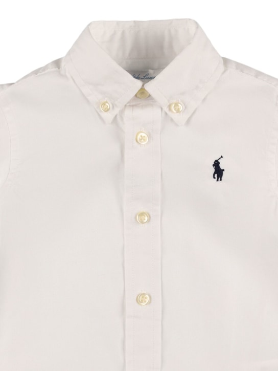 Ralph Lauren: Chemise en popeline de coton à logo brodé - Blanc - kids-boys_1 | Luisa Via Roma
