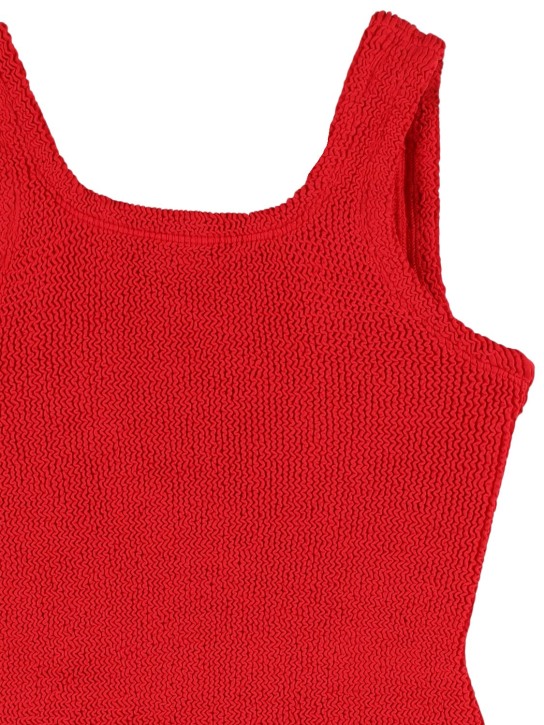Hunza G: Seersucker one piece swimsuit w/ bow - Red - kids-girls_1 | Luisa Via Roma