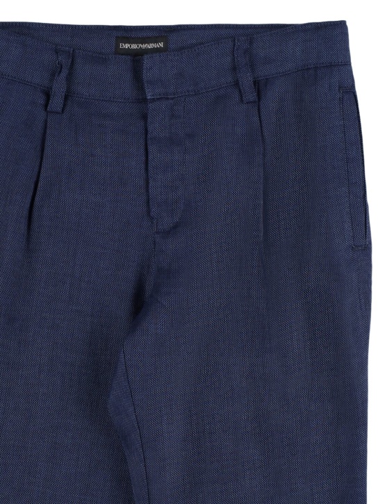 Emporio Armani: Pantalones cargo de mezcla de algodón - Azul Oscuro - kids-boys_1 | Luisa Via Roma