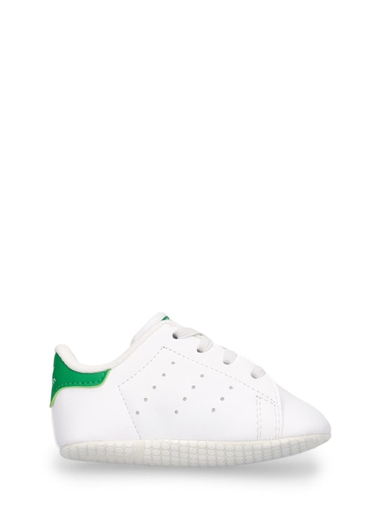 adidas Originals: Sneakers en polyester mélangé recyclé Stan Smith - Blanc/Vert - kids-girls_0 | Luisa Via Roma