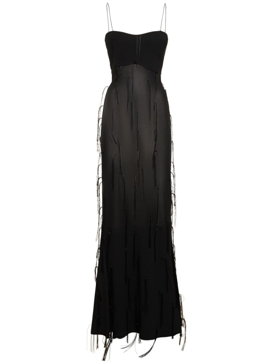 Jacquemus: La Robe Fino embroidered mesh long dress - Black - women_0 | Luisa Via Roma