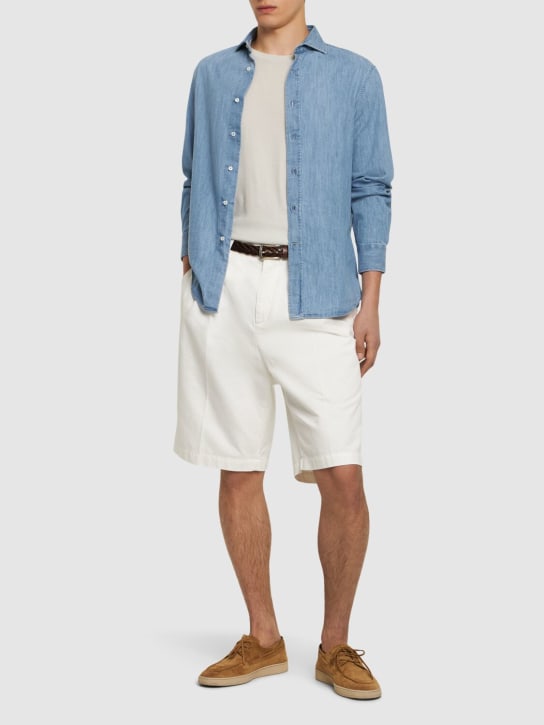 Brunello Cucinelli: Dyed cotton shorts - White - men_1 | Luisa Via Roma