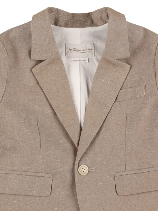 Bonpoint: Linen & cotton blazer - Light Brown - kids-boys_1 | Luisa Via Roma