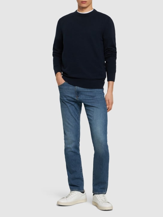 Boss: Delaware cotton denim jeans - Bright Blue - men_1 | Luisa Via Roma