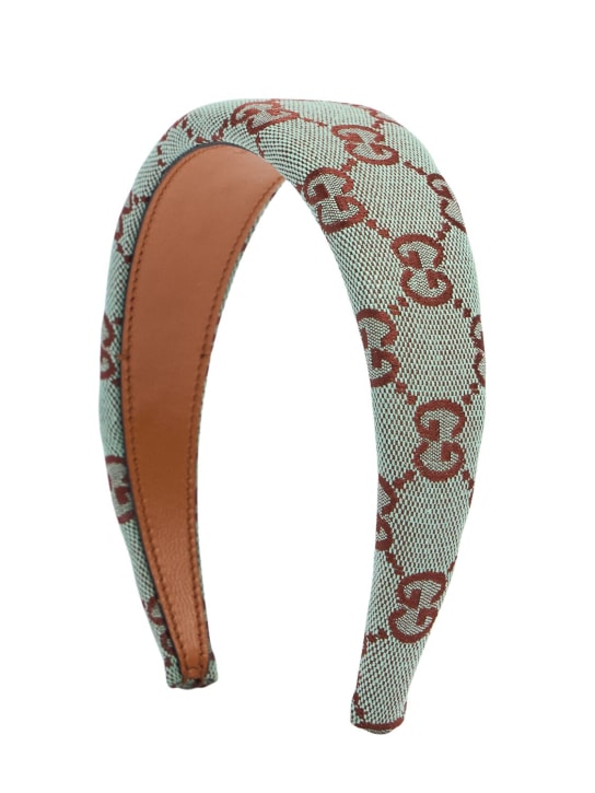 Gucci: GG canvas headband - Azure/Brown - women_0 | Luisa Via Roma