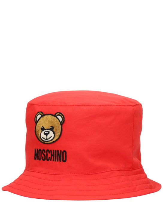 Moschino: Cappello bucket in popeline di cotone - Rosso - kids-girls_1 | Luisa Via Roma