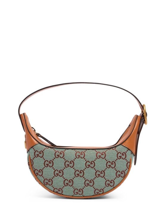 Gucci: Super Mini Ophidia canvas shoulder bag - Azure/Brown - women_0 | Luisa Via Roma