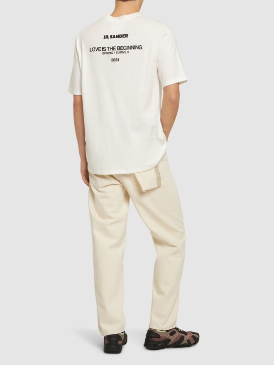 Jil Sander: T-shirt lunga in jersey di cotone - Coconut - men_1 | Luisa Via Roma
