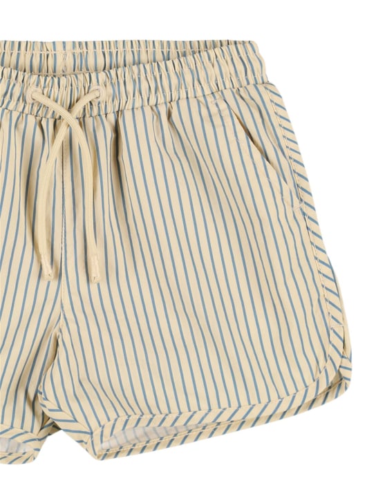 Konges Sløjd: Striped nylon swim shorts - Beige/Blue - kids-boys_1 | Luisa Via Roma