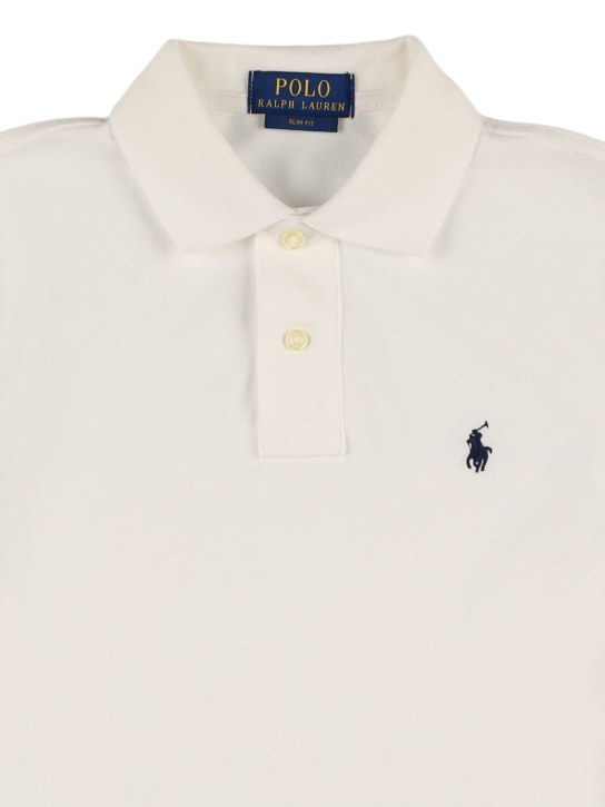 Ralph Lauren: Polo en piqué de coton à logo brodé - Blanc - kids-boys_1 | Luisa Via Roma