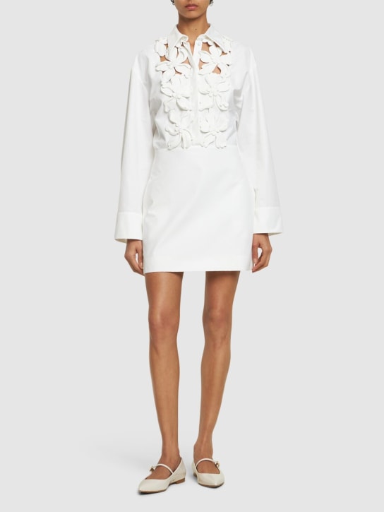 Valentino: Embroidered poplin mini dress - White - women_1 | Luisa Via Roma