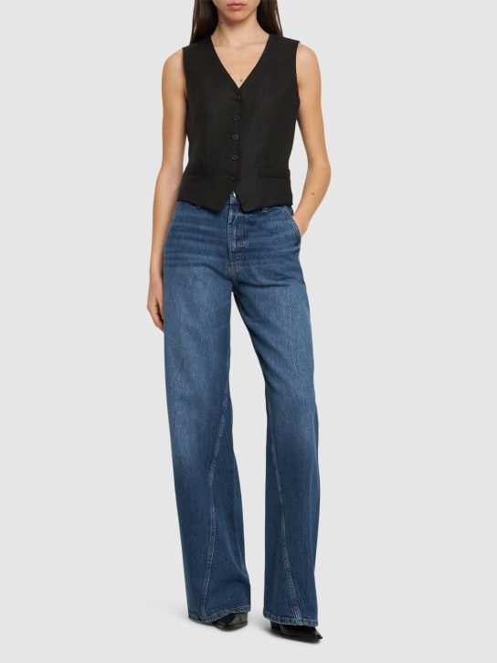 ANINE BING: Briley low rise wide jeans - Washed Blue - women_1 | Luisa Via Roma