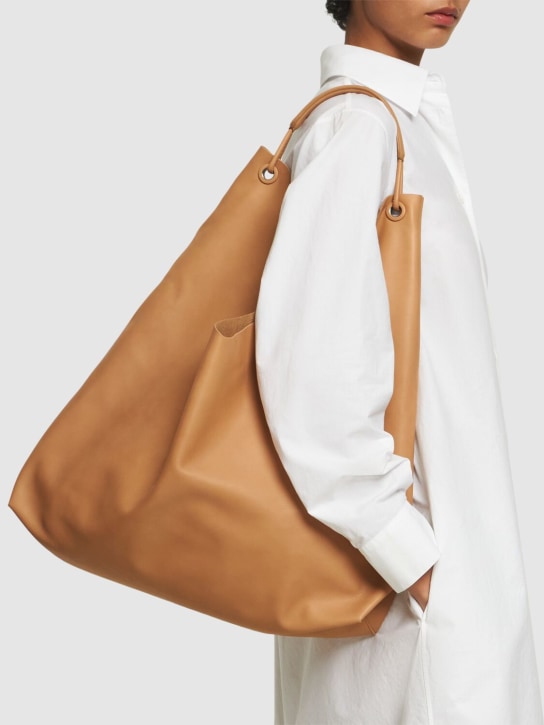 The Row: Bindle leather tote bag - Cream Blk - women_1 | Luisa Via Roma