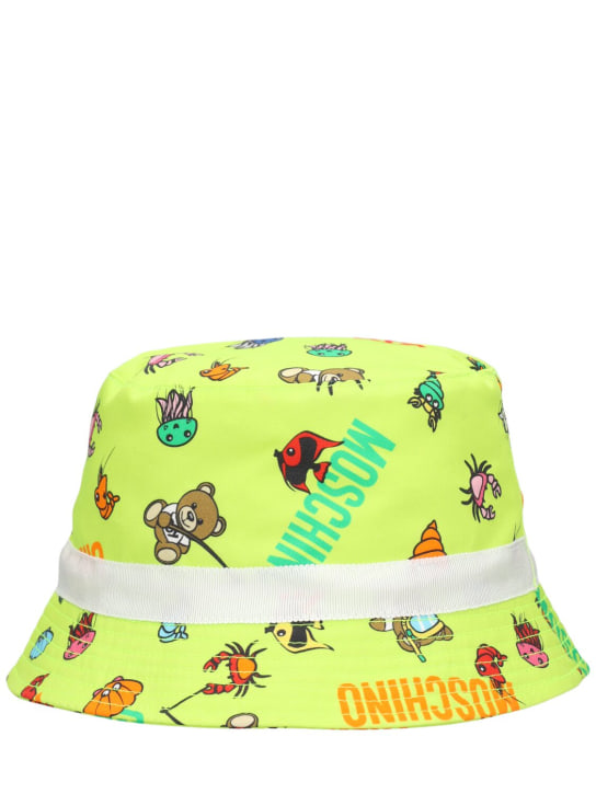 Moschino: Cappello bucket in gabardina di cotone stampato - Verde - kids-girls_0 | Luisa Via Roma