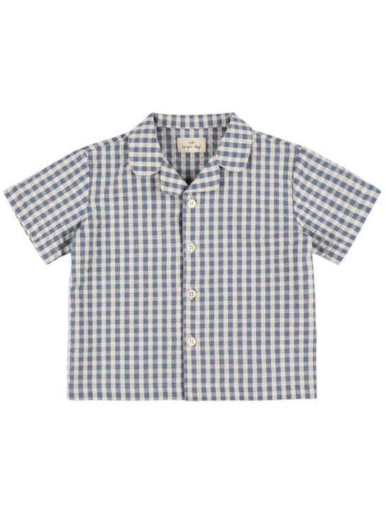 Konges Sløjd: Organic cotton seersucker shirt - Blue/White - kids-boys_0 | Luisa Via Roma