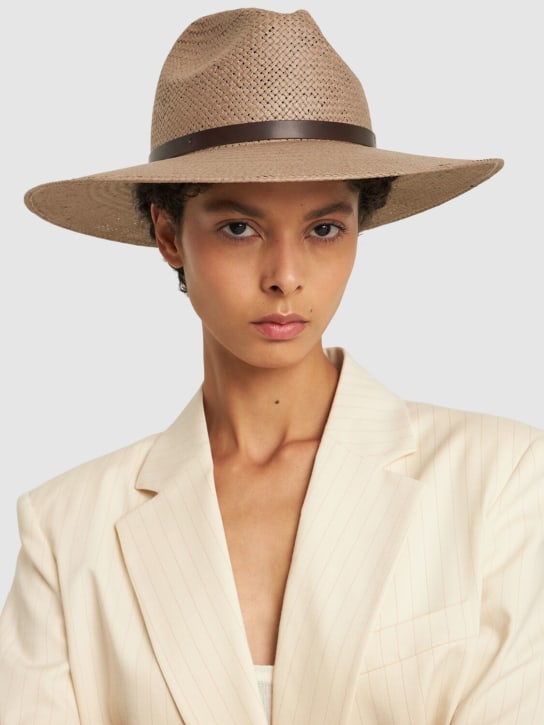 Janessa Leone: Judith packable fedora hat - Taupe - women_1 | Luisa Via Roma