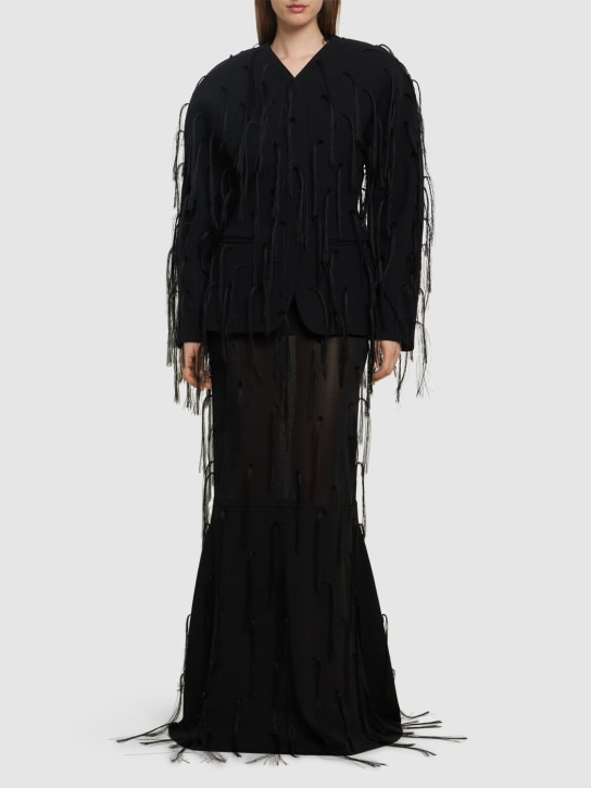 Jacquemus: La Veste Ovalo collarless jacket - Black - women_1 | Luisa Via Roma