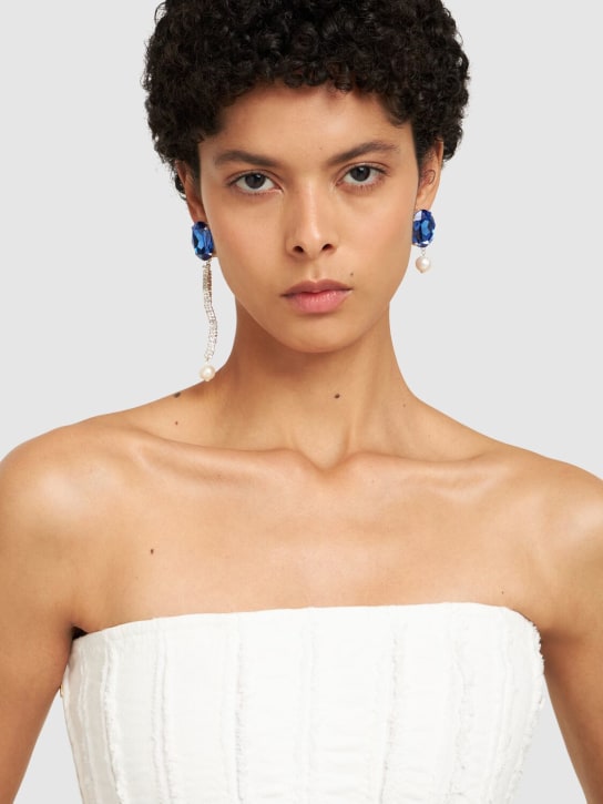 Magda Butrym: Asymmetrical pearl & crystal earrings - Blue - women_1 | Luisa Via Roma