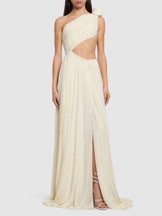 Giambattista Valli: One-shoulder cut out viscose long dress - White - women_1 | Luisa Via Roma