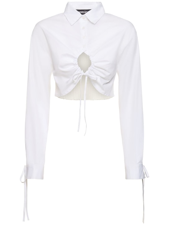 Andreadamo: Cotton crop shirt w/ rib knit back - White - women_0 | Luisa Via Roma