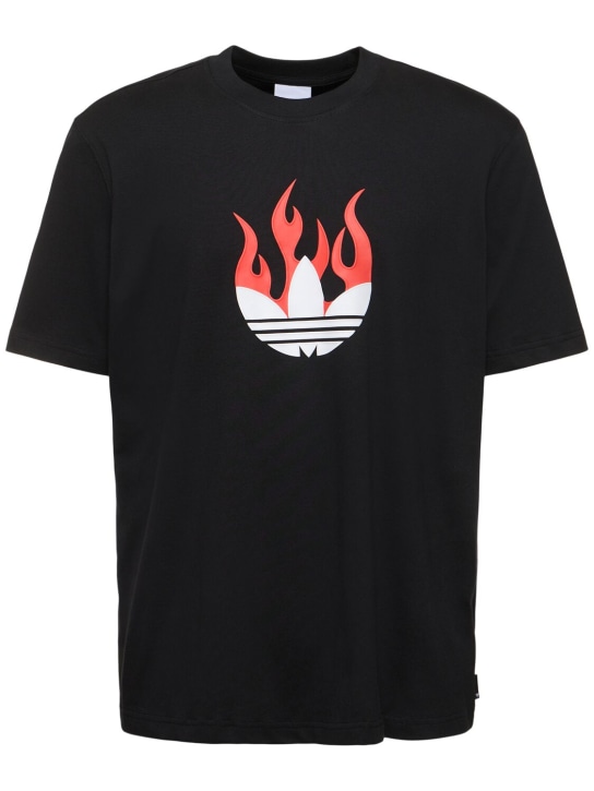 adidas Originals: Flame logo t-shirt - Black - men_0 | Luisa Via Roma