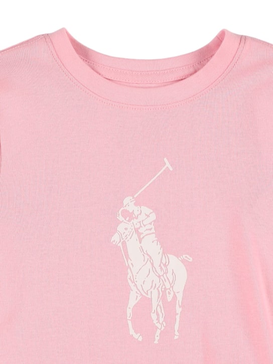 Ralph Lauren: 코튼 저지 티셔츠 & 쇼츠 - 핑크/화이트 - kids-girls_1 | Luisa Via Roma