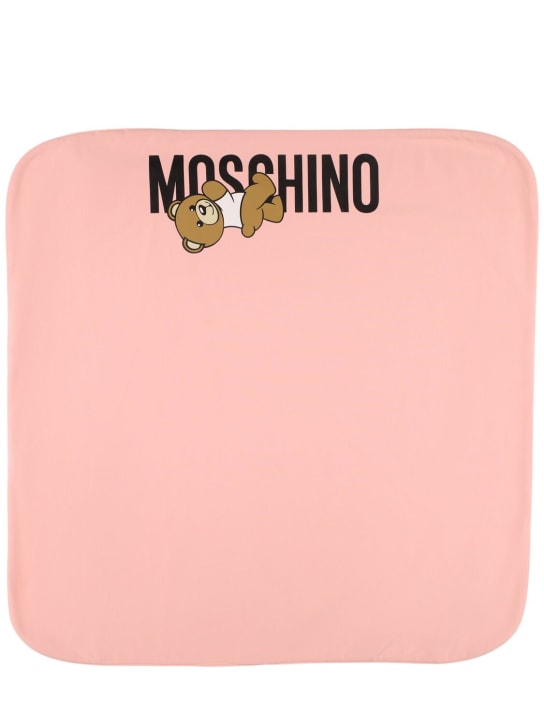 Moschino: Double cotton jersey blanket - Pink - kids-girls_0 | Luisa Via Roma
