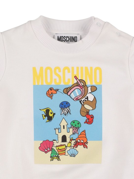 Moschino: 프린트 코튼 크루넥 스웻셔츠 - 화이트 - kids-boys_1 | Luisa Via Roma
