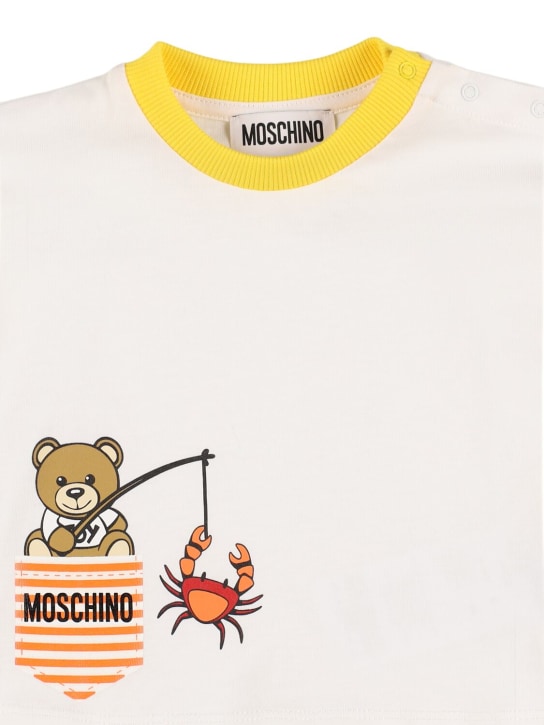 Moschino: 코튼 저지 티셔츠 & 쇼츠 - Cyber Yellow - kids-boys_1 | Luisa Via Roma