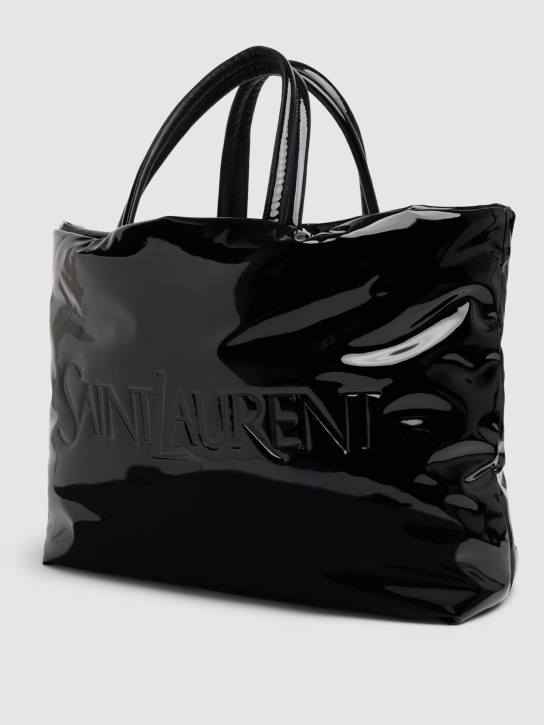 Saint Laurent: Maxi patent tote bag - Black - men_1 | Luisa Via Roma