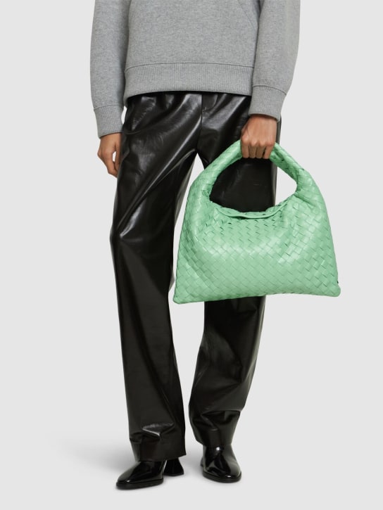Bottega Veneta: Small Hop leather shoulder bag - Siren - women_1 | Luisa Via Roma