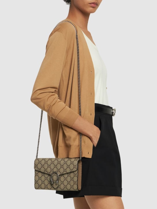 Gucci: Dionysus GG Supreme shoulder bag - Ebony/Tan - women_1 | Luisa Via Roma