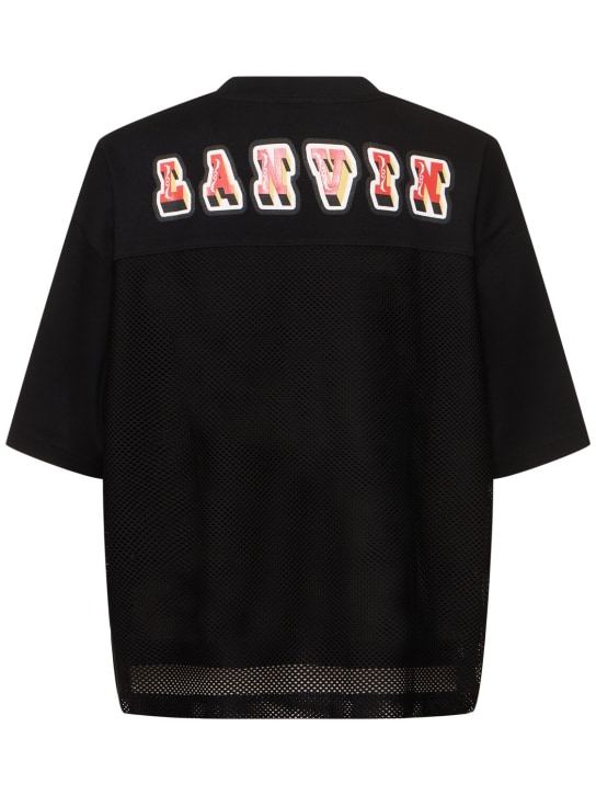Lanvin: Camiseta baseball de malla panel posterior largo - Negro - men_0 | Luisa Via Roma